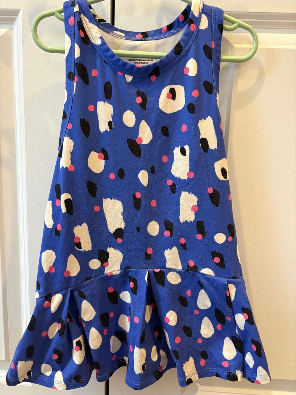 Hanna Andersson Royal Blue Tank Dress with White, Black & Pink Spots